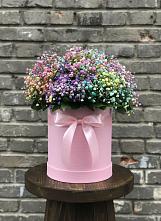 Цветочная композиция из Гипсофила и Розы в шляпной коробке в Балковскую 