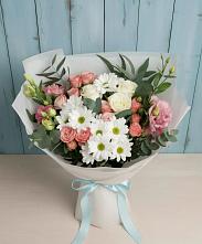 Букет цветов из:  Розы, Лизиантусы и Хризантемы в Балковскую 