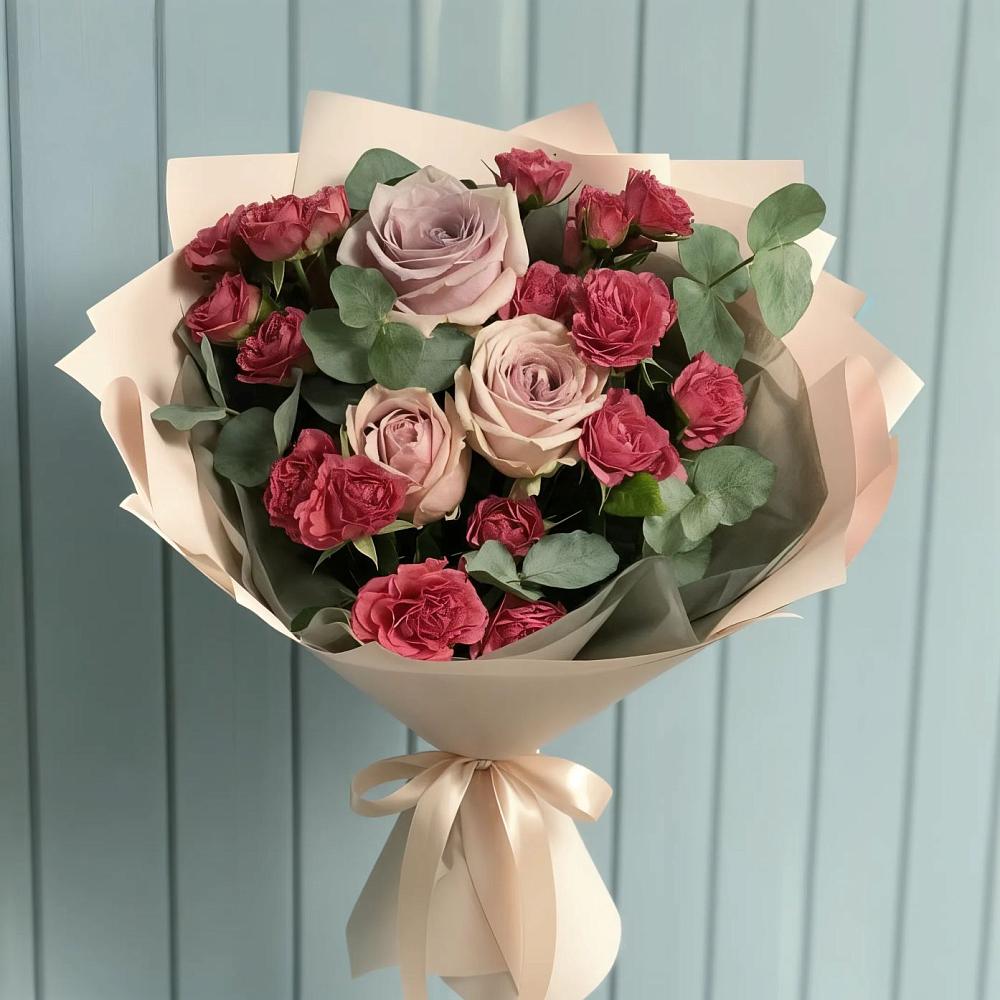 Букет цветов из: Гвоздики и Розы в Балковскую 