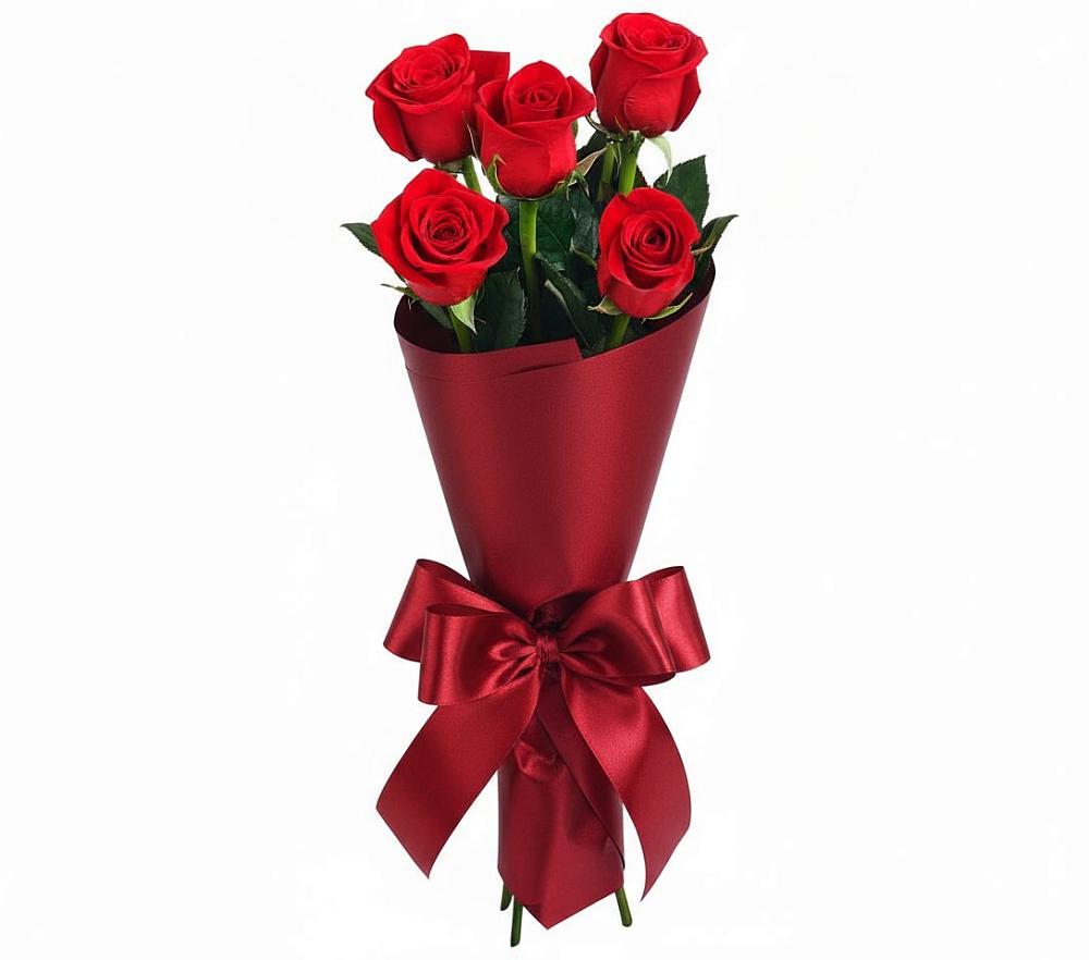 Букет 5 Красных роз Эдлесс Лав в Балковскую 