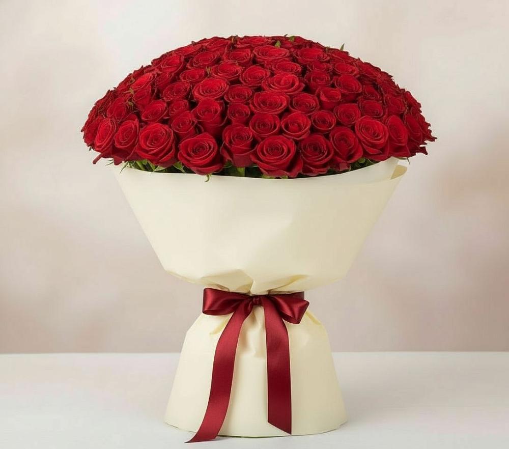 Букет 101 Красная роза Милано в Балковскую 