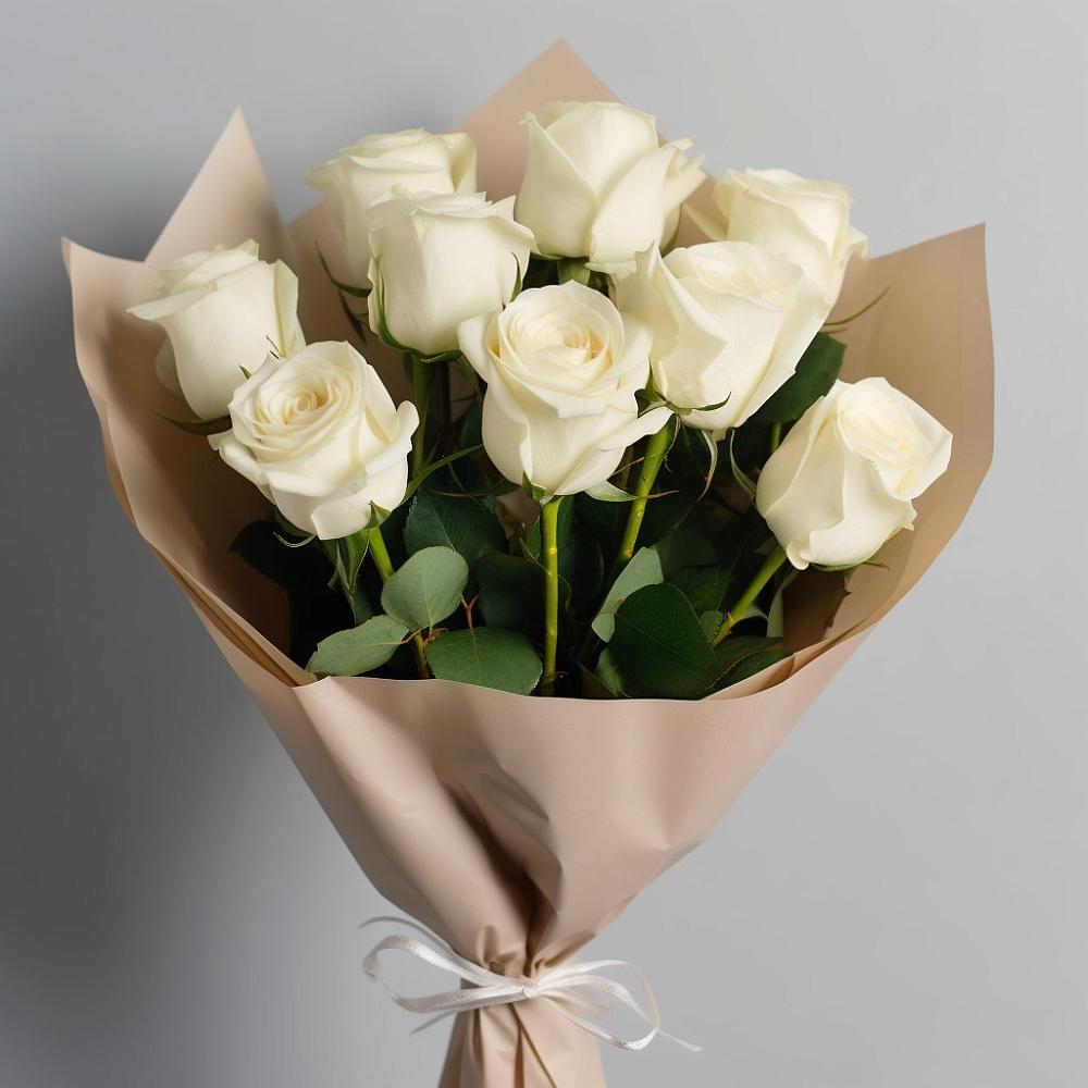 Букет 9 Белых роз Эдлесс Лав в Балковскую 