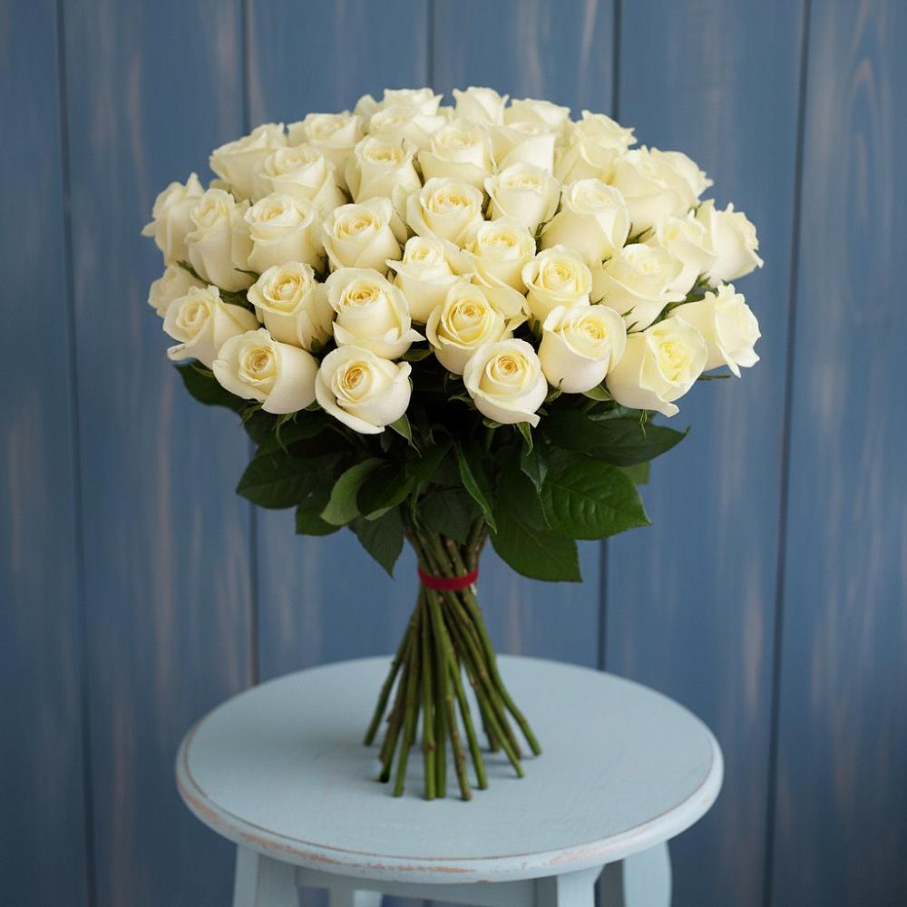Букет 51 Белая роза Эдлесс Лав в Балковскую 