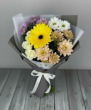 Букет цветов из:  Розы, Герберы и Хризантемы в Балковскую 