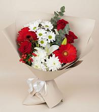 Букет цветов из:  Розы, Хризантемы, Герберы и Лилии в Балковскую 