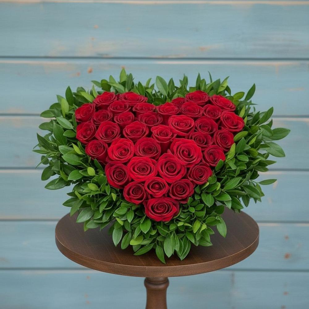 Цветочная композиция из Розы в виде сердца в Балковскую 