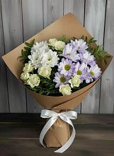 Букет цветов из:  Хризантемы и Розы в Балковскую 