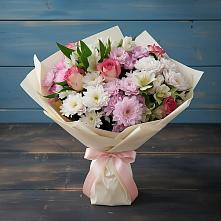 Букет цветов из:  Хризантемы, Альстромерии и Розы в Балковскую 