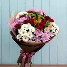 Букет цветов из:  Розы, Хризантемы и Альстромерии в Балковскую 