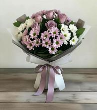 Букет цветов из:  Хризантемы и Розы в Балковскую 