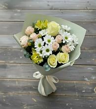 Букет цветов из:  Альстромерии, Розы и Хризантемы в Балковскую 
