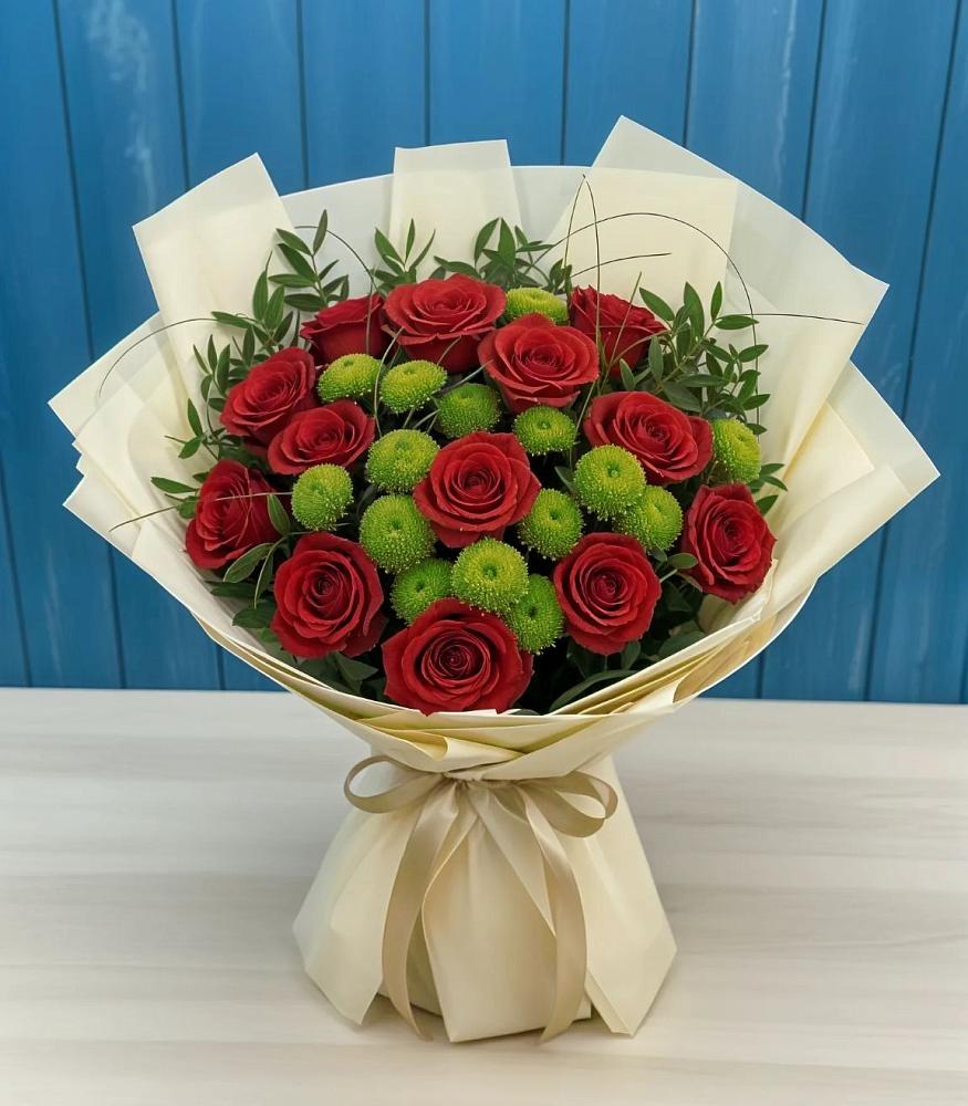 Букет цветов из: Розы и Хризантемы в Балковскую 